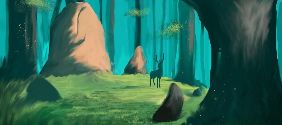 Image of a deer in the wood.